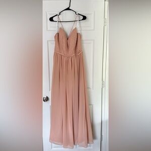 Adrianna Papell Platinum 40210 Blush Chiffon Beaded Bridesmaid Dress - size 14